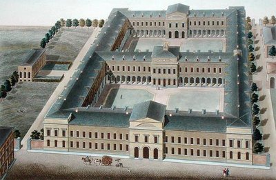 Hospice in Brussel, uit Choix des Monuments, Edifices et Maisons les plus remarquables du Royaume des Pays-Bas door Pierre Jacques Goetghebuer, gegraveerd door H.L.F. Partoes, gepubliceerd 1827 door Pierre Jacques (after) Goetghebuer