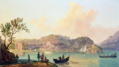 Baiae met de tempels van Venus en Diana vanaf het fort van Don Pedro de Toledo door Pierre Jacques Volaire