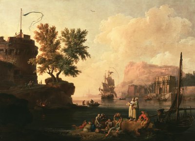 Mediterraan havengezicht door Pierre Jacques Volaire