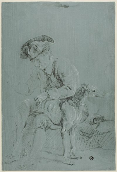 Zittende Man met Hond door Pierre Jacques Volaire