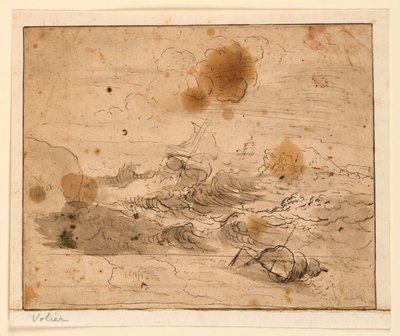 Stormachtig zeegezicht door Pierre Jacques Volaire