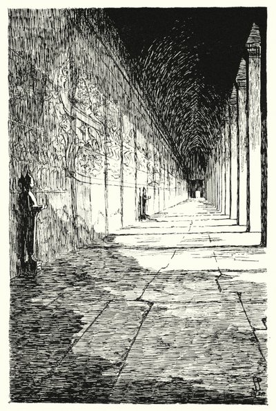 Galerij van de eerste verdieping, Angkor Wat (gravure) door Pierre Jeannerat de Beerski