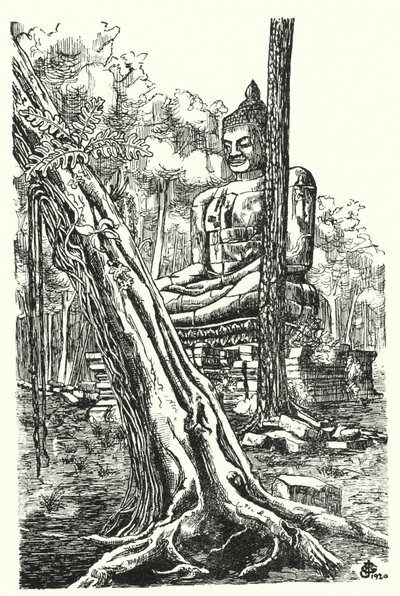 De Boeddha van Tep Pranam (gravure) door Pierre Jeannerat de Beerski