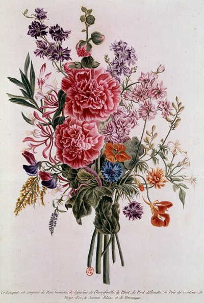 Boeket samengesteld met rozen Lithografie door Pierre Joseph Buchoz (1731-1807) 18e eeuw Parijs, B.N. door Pierre Joseph Buchoz