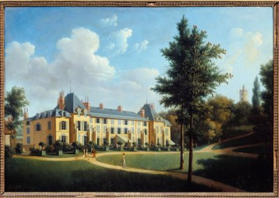 Eerste Keizerrijk: Uitzicht op het kasteel van Malmaison, gevel aan het park door Pierre Joseph Petit
