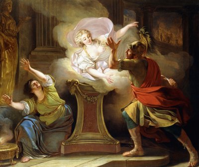 Aeneas die Helen achtervolgt in de Tempel van Vesta door Pierre Lacour