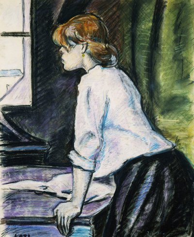 Meisje bij een raam; Jeune Fille a la Fenetre door Pierre Loti