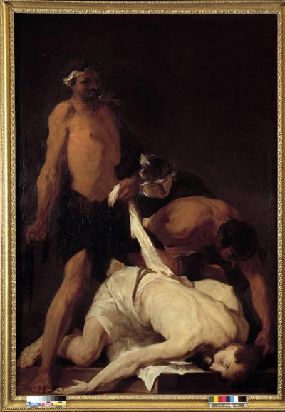 Christus flauwgevallen na de geseling door Pierre Louis Cretey or Cretet