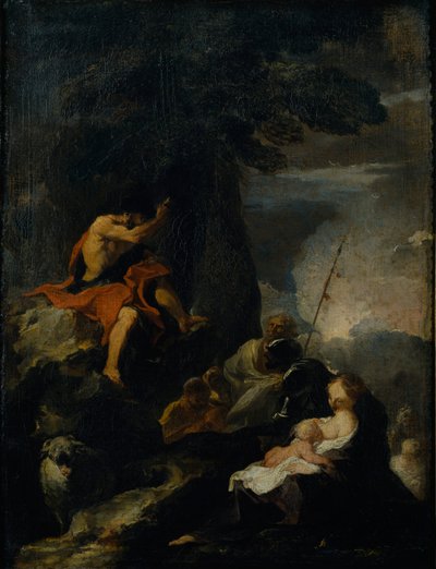 Johannes de Doper predikend in de wildernis door Pierre Louis Cretey or Cretet
