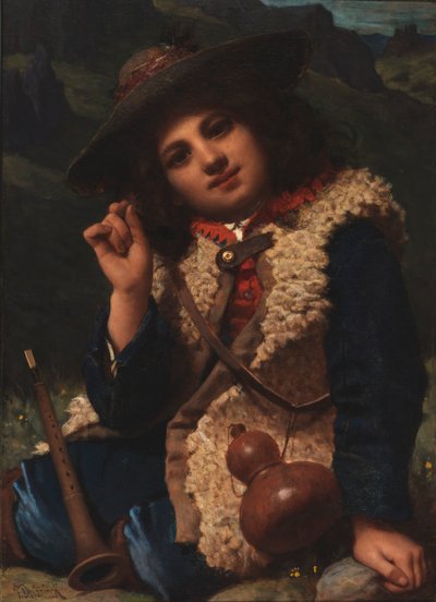 Italiaanse jongen in schapenvachtjas door Pierre Louis Joseph de Coninck