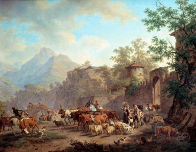 Vertrek van de kuddes naar de bergen door Pierre Louis de La Rive