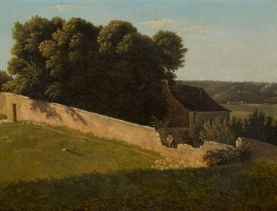 Zomerlandschap met huisje door Pierre Luc Charles Ciceri
