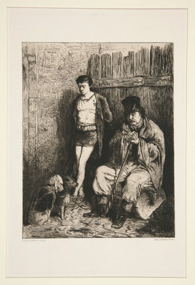 Twee mannen en twee honden door Pierre Marie Beyle
