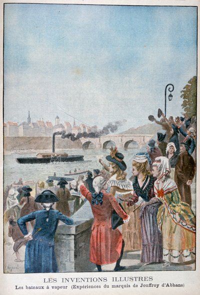 Raderstoomboot Pyroscaphe, 1783, 1900 door Pierre Mejanel