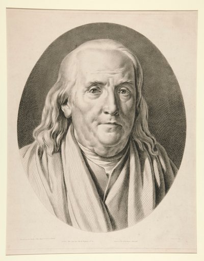 Benjamin Franklin, naar een sculptuur van Jean-Antoine Houdon door Pierre Michel Alix