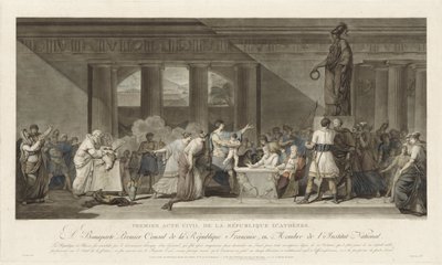 Commandant laat zijn jonge zoon inschrijven bij de burgerlijke stand van de Atheense Republiek (Premier Acte Civil de la République d