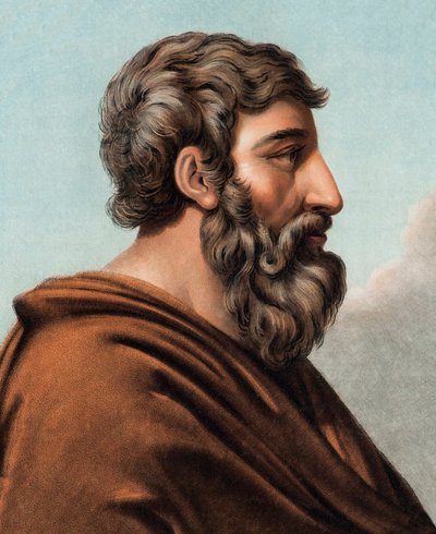 Portret van Lycurgus, mythische wetgever van Sparta (9e of 8e eeuw v.Chr.). Gravure door Pierre Michel Alix (1762-1817) door Pierre Michel Alix
