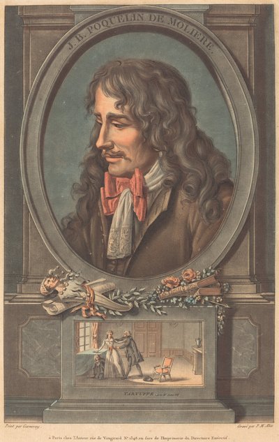 J.B. Poquelin de Molière door Pierre Michel Alix after Jean François Garnerey