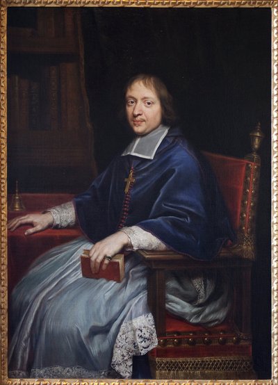 Portret van Jacques Benigne Bossuet, tijdens zijn eerste benoeming als bisschop van Condom, in zijn bibliotheek door Pierre Mignard