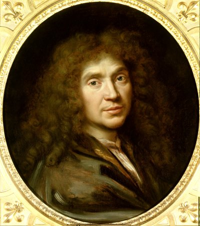 Portret van Molière (1622-1673) Jean Baptiste Poquelin. Olieverf op doek. Schilderij door Pierre Mignard (1612-1695) circa 1658 door Pierre Mignard