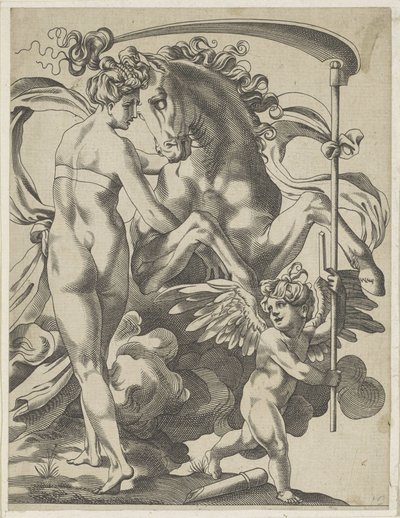 Saturnus en de nimf Philyra door Pierre Milan