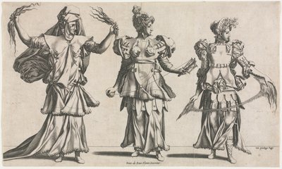 De Drie Schikgodinnen, Kostuumontwerpen, ca. 1534 door Pierre Milan