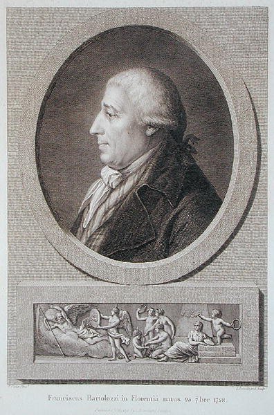 Portret van Francesco Bartolozzi (1727-1815) gegraveerd door Jacques Brouillard (1744-1806) door Pierre Noel Violet