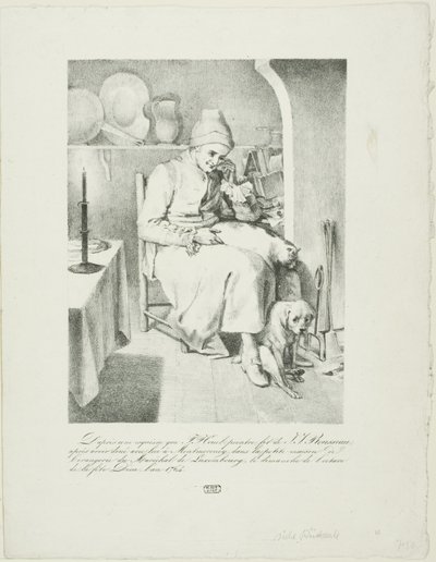 Schets van Jean-Jacques Rousseau (recto); Bosgezicht (verso) door Pierre Nolasque Bergeret