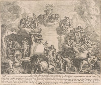 De Prima Macchina voor de Chinea van 1738: Allegorie van Koninklijke Voorzienigheid door Pierre Parrocel