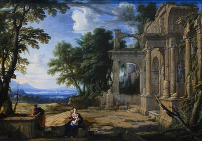 Landschap met de rust tijdens de vlucht naar Egypte door Pierre Patel