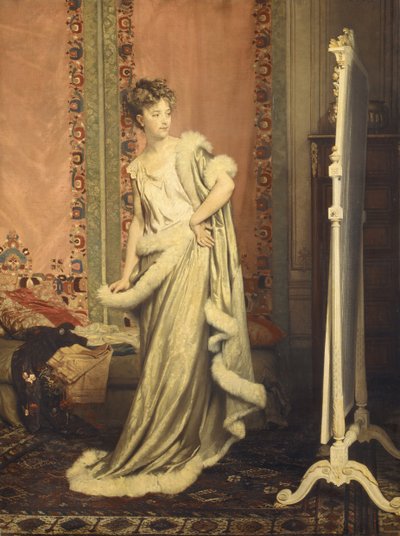 Voor de spiegel, 1873 door Pierre Paul Lêon Glaize