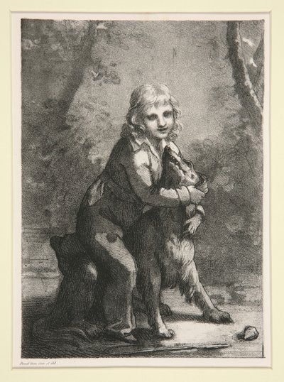 Zonder titel (Jongen met hond) door Pierre Paul Prud