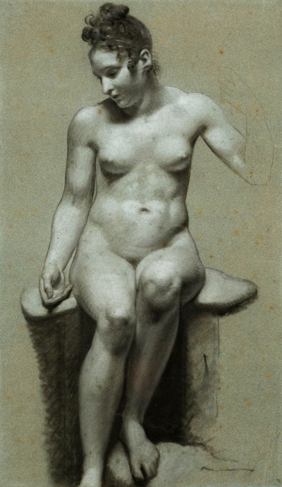 Zittende vrouwelijke naakt door Pierre Paul Prudhon