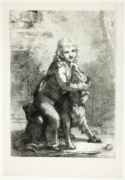 Kind met hond door Pierre Paul Prud