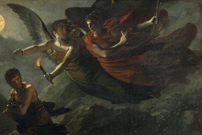Detail: Gerechtigheid en Goddelijke Wraak Achtervolgen Misdaad door Pierre Paul Prudhon
