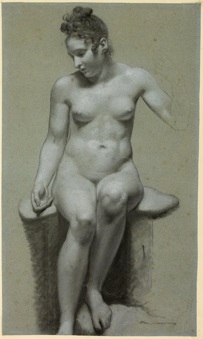 Zittend vrouwelijk naakt door Pierre Paul Prud