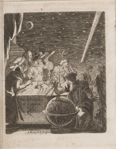 De hemel observeren in het tijdperk van Galileo uit: Von Bedeutung der Cometen, 1681 door Pierre Petit