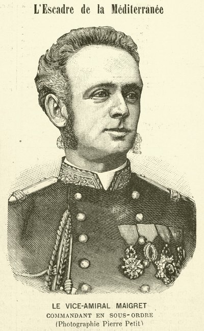 Vice-admiraal Maigret, plaatsvervangend commandant van de Franse Middellandse Zeevloot door Pierre Petit