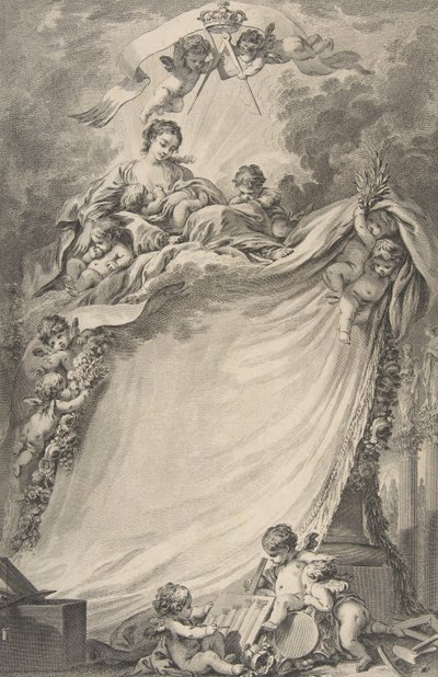 Diploma van de Vrijmetselaars van Bordeaux, naar François Boucher door Pierre Philippe Choffard