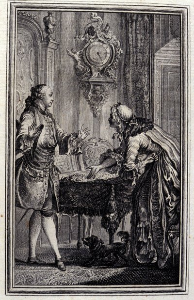 Le Gascon gestraft - in "Tales et nouvelles en vers" door Jean La Fontaine. 1776. Illustratie door P.P. Choffard. door Pierre Philippe Choffard