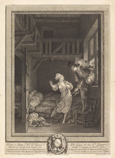 Loop zachtjes, praat zachtjes door Pierre Philippe Choffard after Pierre Antoine Baudouin