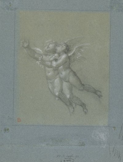 Twee vliegende putti door Pierre Prud