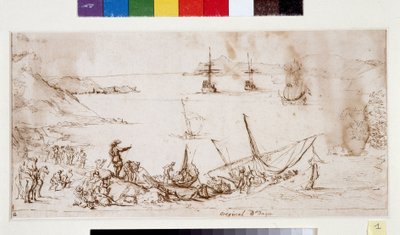 Inscheping van troepen in de baai van de Ciotat door Pierre Puget