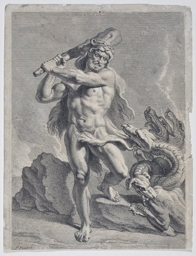 Hercules vecht tegen de hydra van Lerna door Pierre Puget