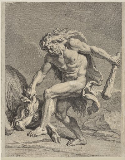Hercules vecht tegen de Kretenzische stier door Pierre Puget