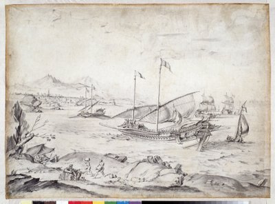 Schepen in de haven van Marseille door Pierre Puget