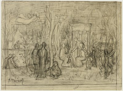 Compositorische studie voor Het Heilige Woud, geliefd bij de kunsten en de muzen door Pierre Puvis de Chavannes