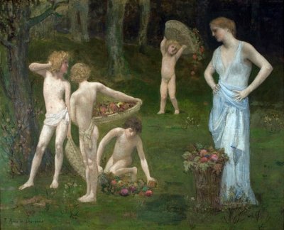 Kinderen in een boomgaard door Pierre Puvis de Chavannes