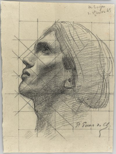 Hoofd van een man in profiel door Pierre Puvis de Chavannes