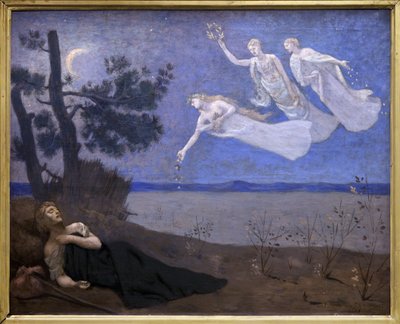 Le Reve (hij ziet in zijn slaap Liefde, Glorie en Rijkdom verschijnen) door Pierre Puvis de Chavannes